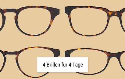Unkompliziert und kostenlos 4 Brillen für 4 Tage zur Anprobe online zu Die nach Hause bestellen