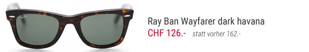 Die Original Wayfarer Sonnnenbrille von Ray-Ban in der Farbe dark havana CHF 126